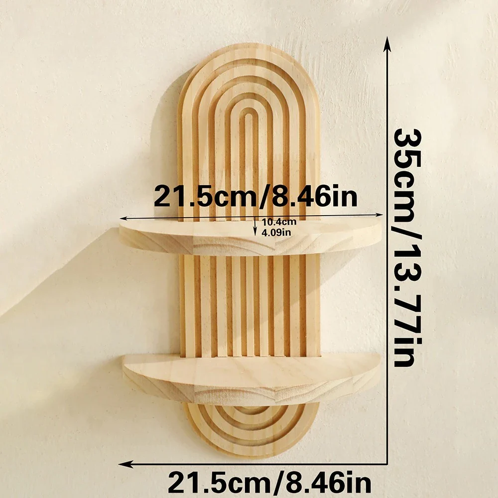 Boho Oval Wooden Wall Shelf - Image 6