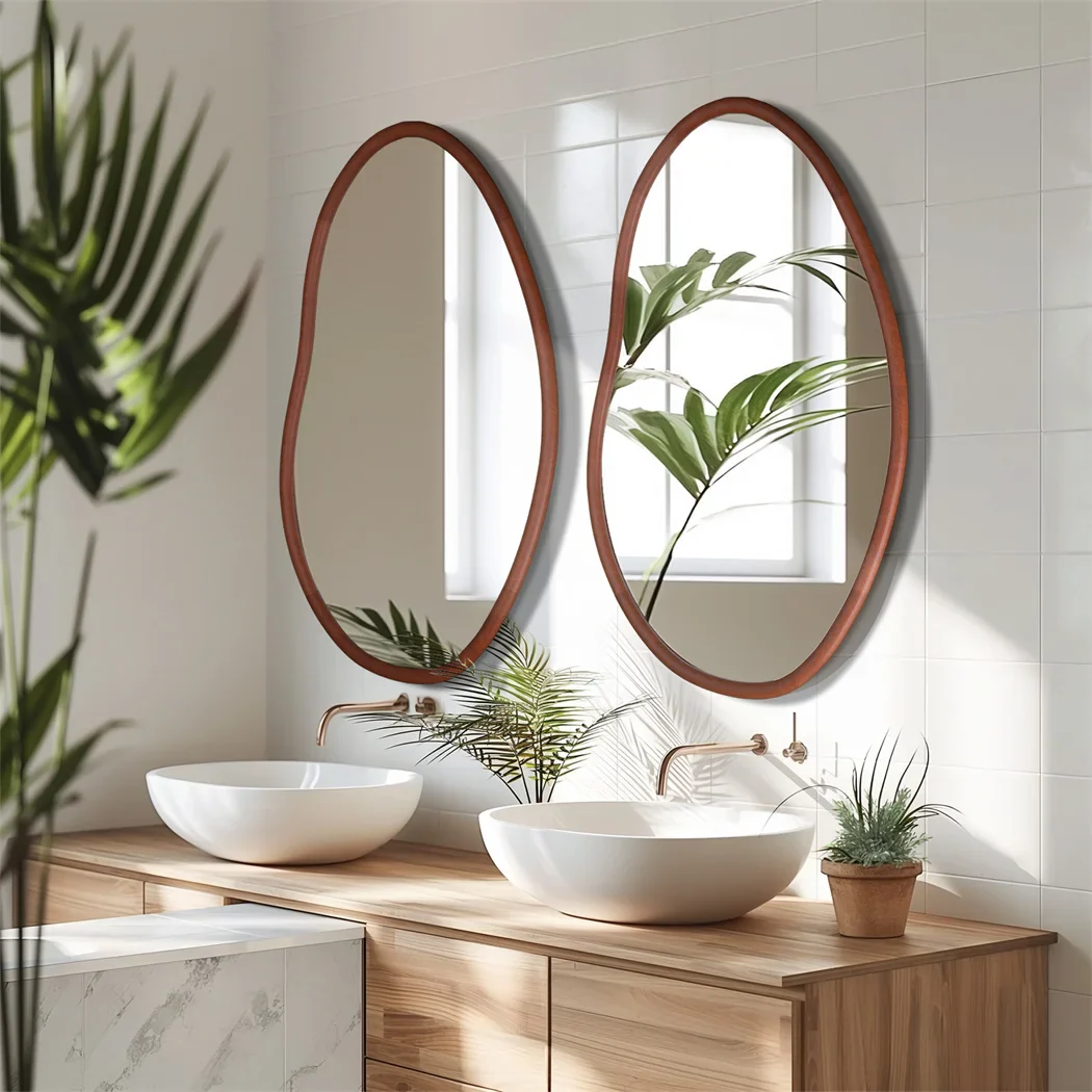 Irregular Wood Wall Mirror - Image 6