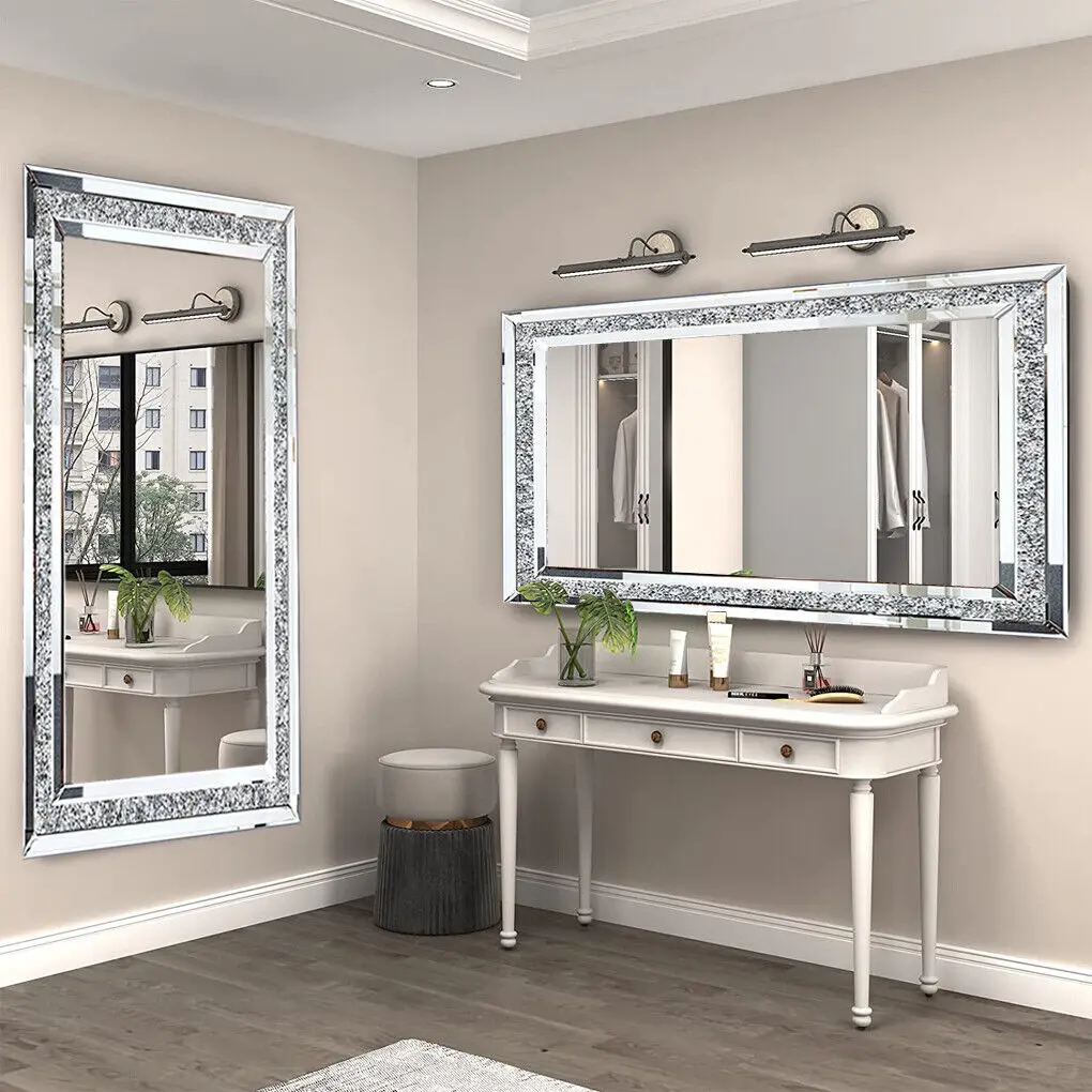 Large Silver Crystal Vanity Mirror - Image 6
