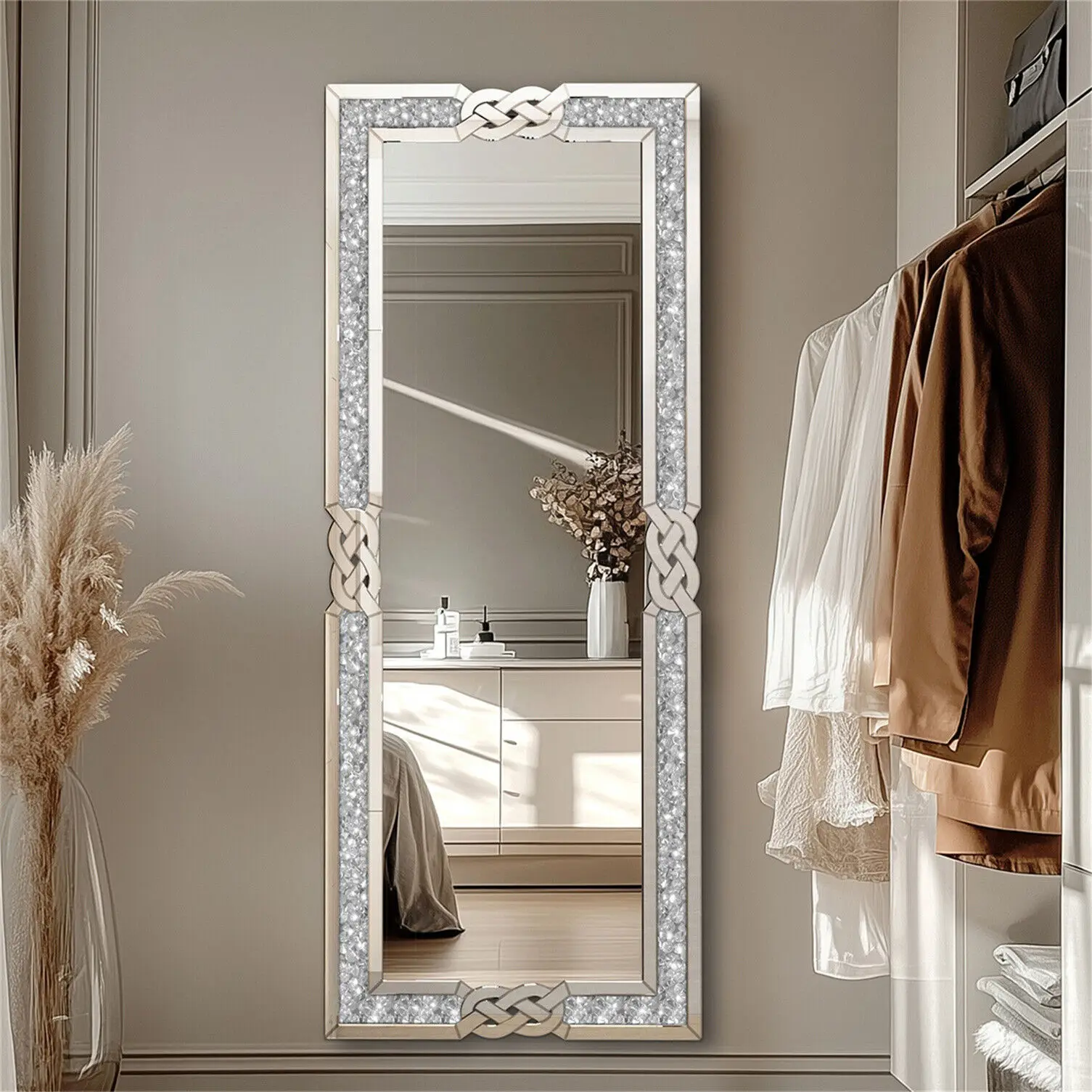 Large Silver Diamond Mirror - Image 5
