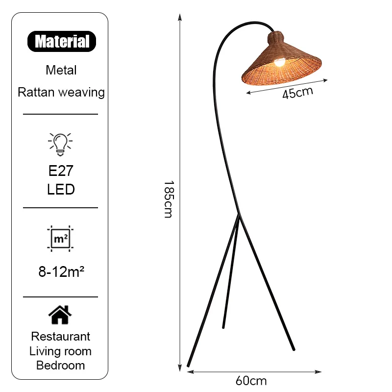 Nordic Rattan Handwoven Floor Lamp - Image 7