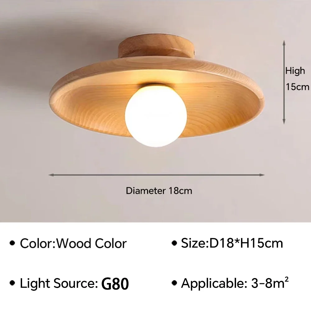 Nordic Wooden Round Ceiling Light - Image 7