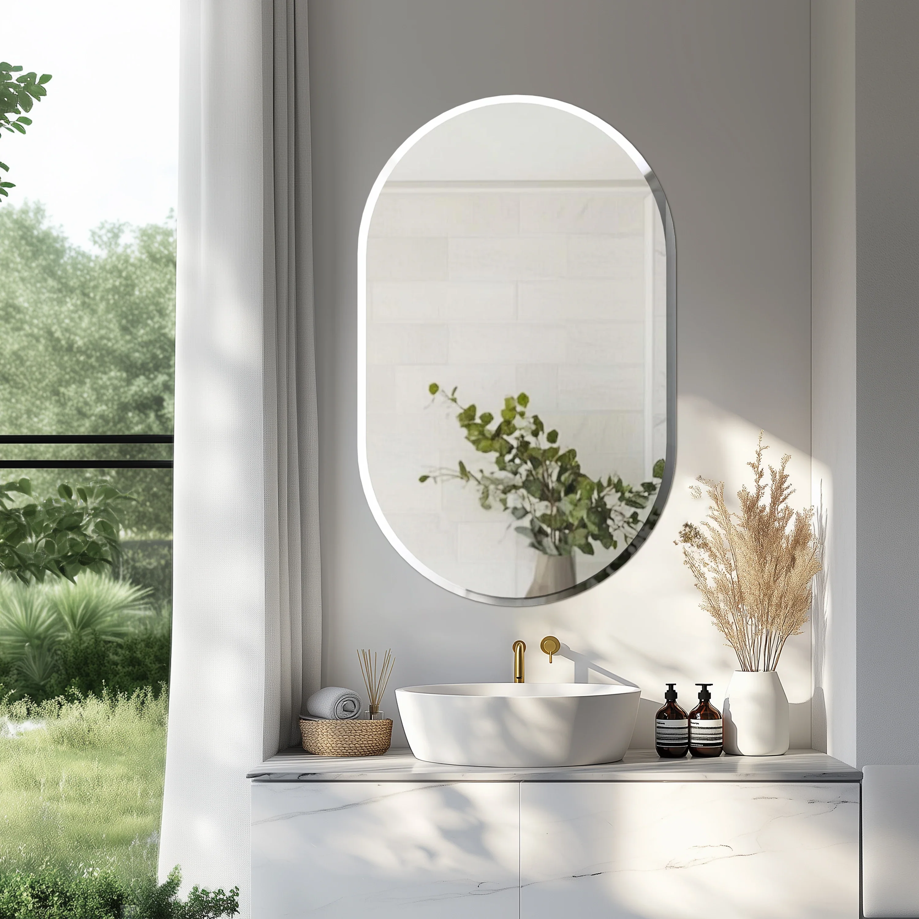 Oval Frameless Wall Mirror - Image 7