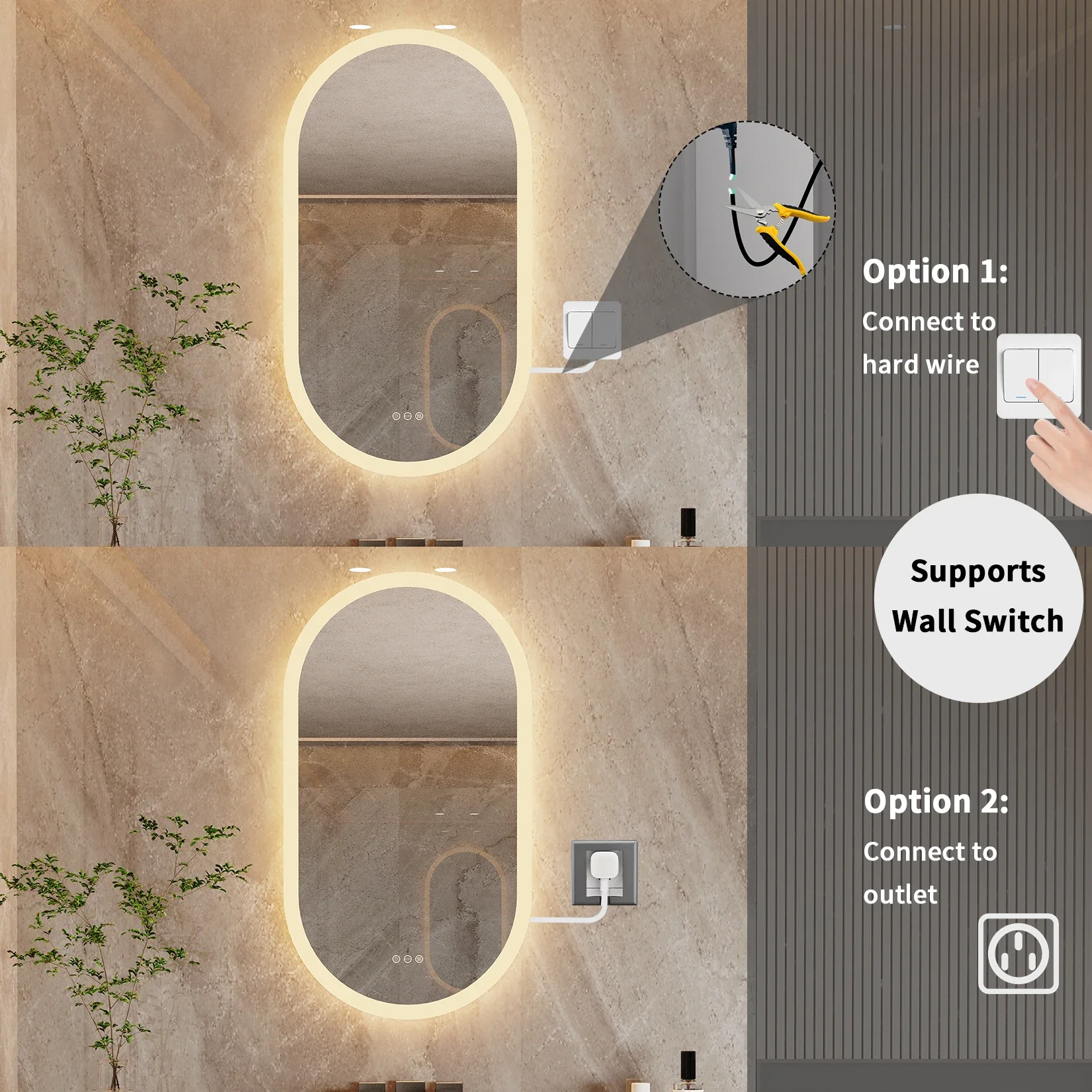 Oval LED Bathroom Mirror with Lights - Image 4
