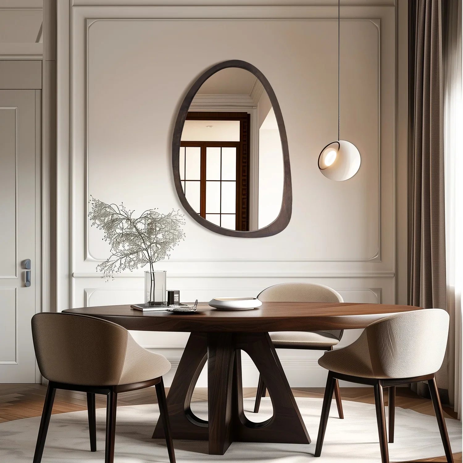 Walnut Wood & Iron Mirror - Image 3