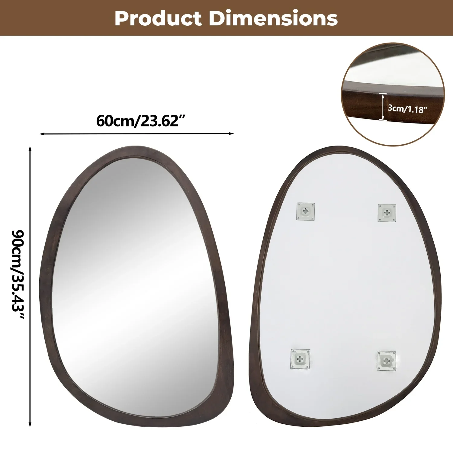 Walnut Wood & Iron Mirror - Image 5