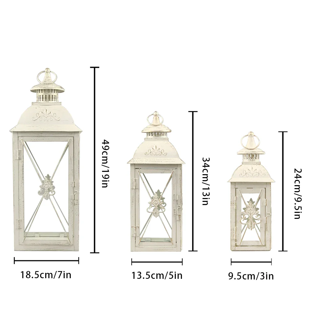 White Stainless Steel Candle Lanterns - Image 3